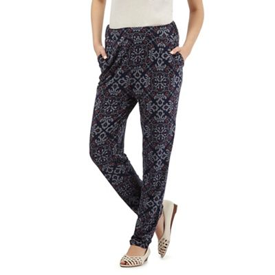 The Collection Navy tiled dot floral print trousers